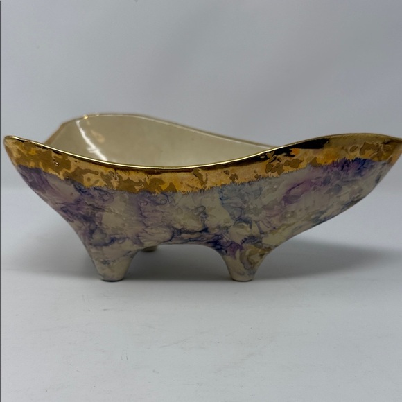 10 x4 “ Queen Pottery Elegant Gold and Purple Bowl - Picture 2 of 9